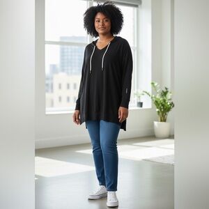 Active Zone by Penningtons, Plus Size Hoodie Tunic, 2X, Black